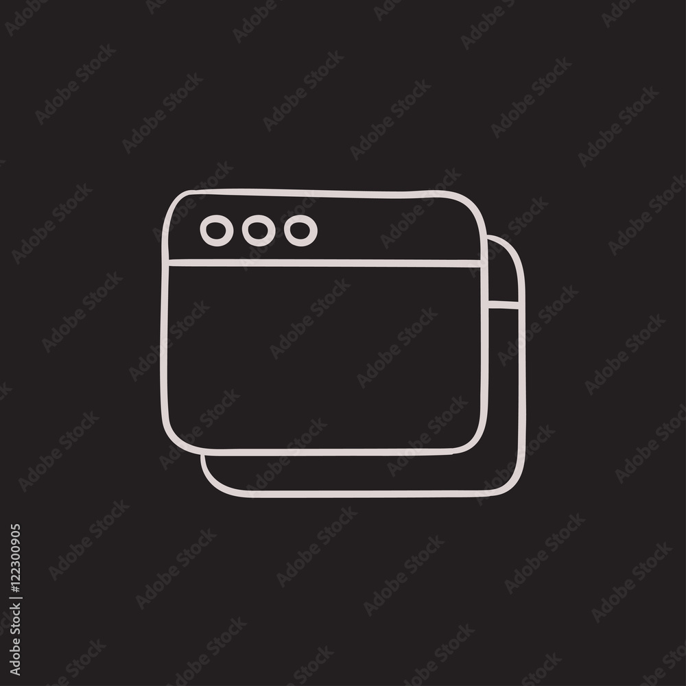 Opened browser windows sketch icon. Opened browser windows sketch icon.