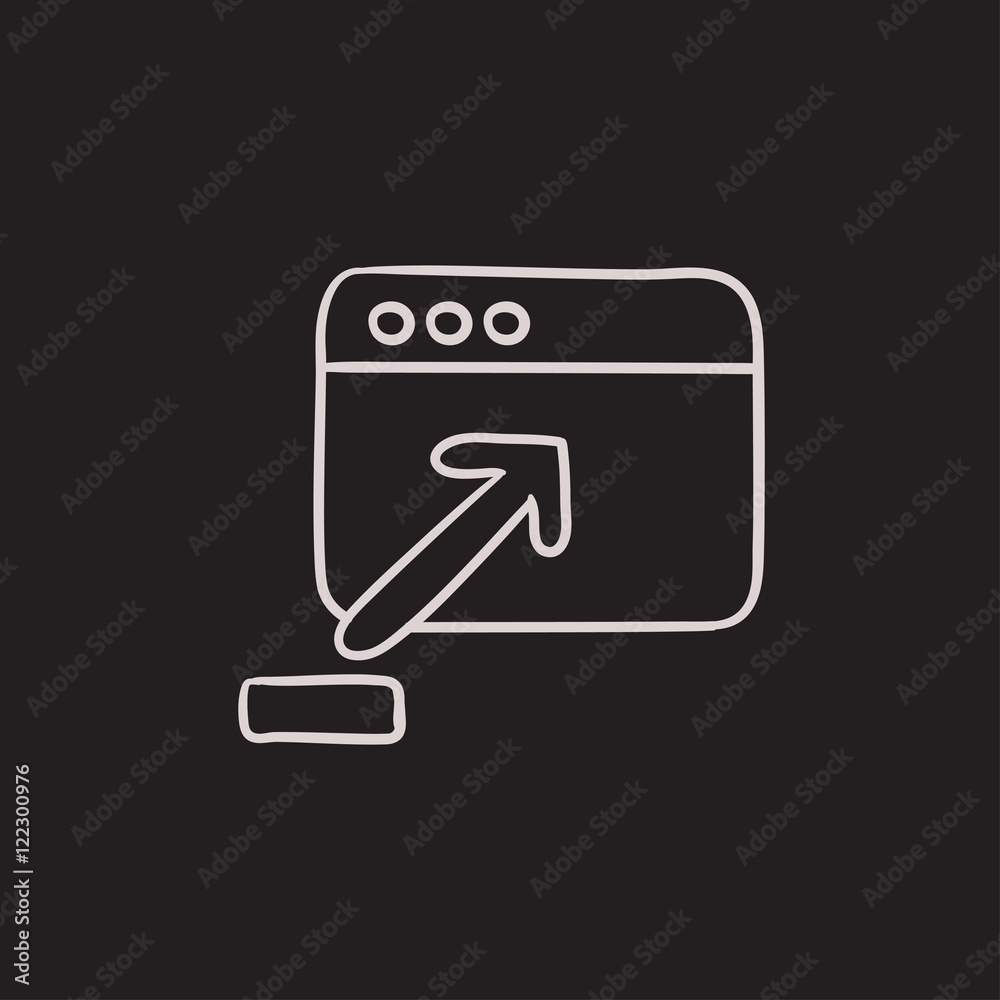 Browser window with upload sign sketch icon. Browser window with upload sign sketch icon.