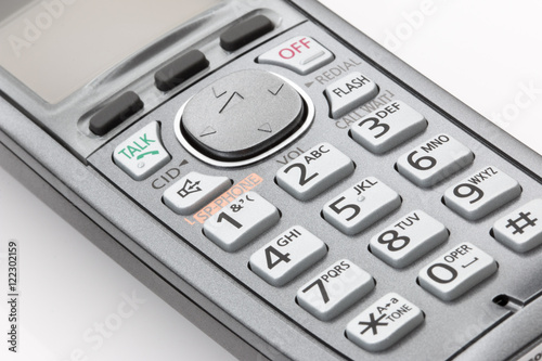 Close up of cordless phone keypad.