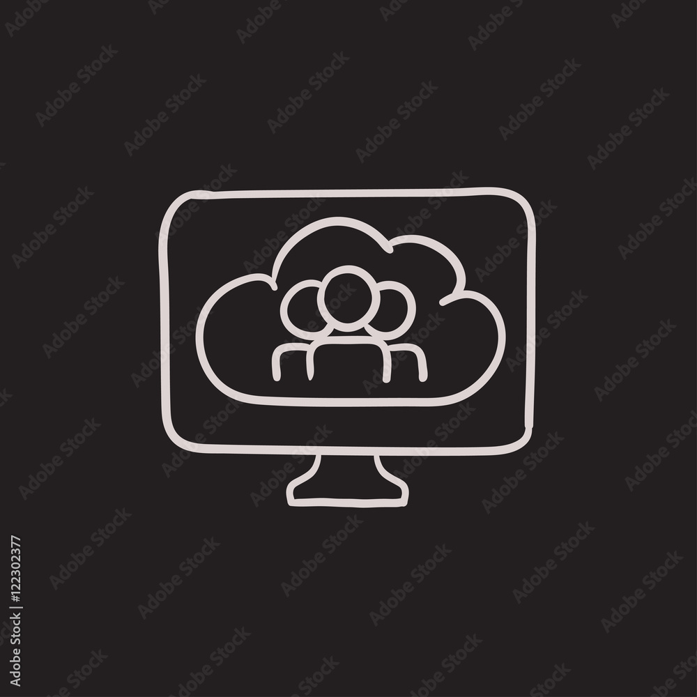 Cloud computing sketch icon. Cloud computing sketch icon.