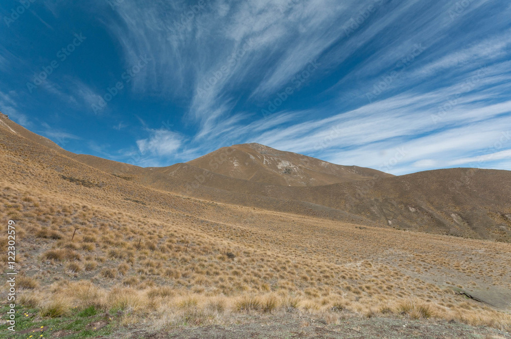 Hill slopes at Lindis Pass, Otago, South Island, New Zealand