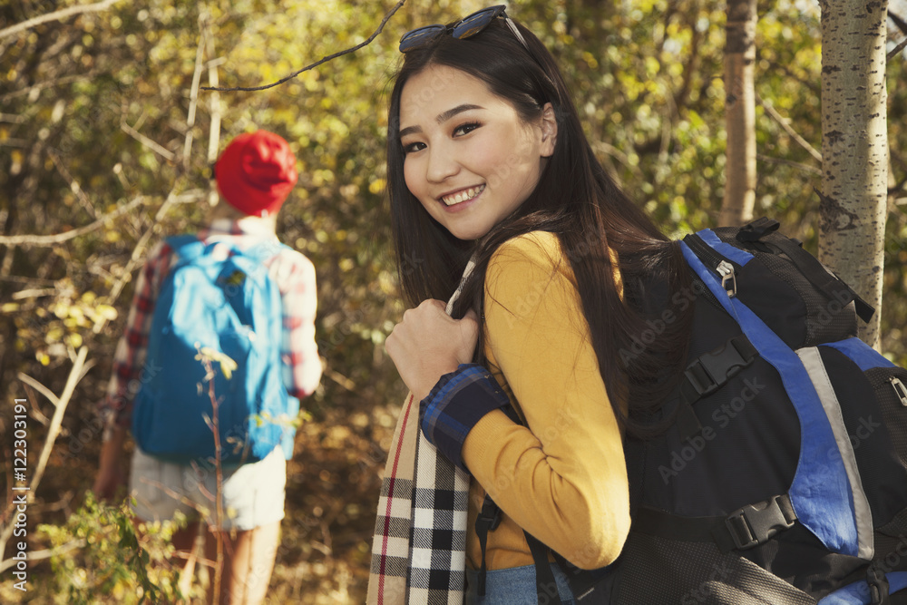 Hiker portrait woman beautiful young Asian smile sporty model Hiker portrait woman beautiful young Asian smile sporty model