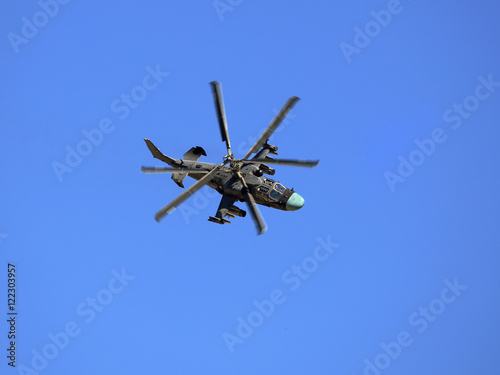 Combat helicopter in flight