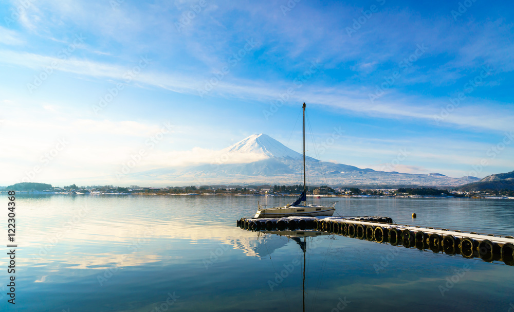 Mountain fuji and lake kawaguchi, Japan Mountain fuji and lake kawaguchi, Japan