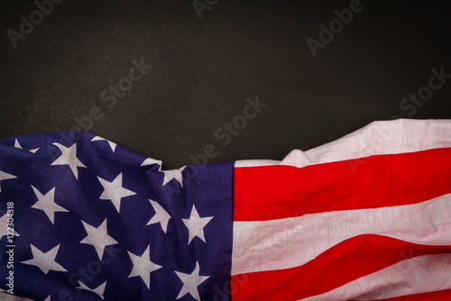 American flag on black background .