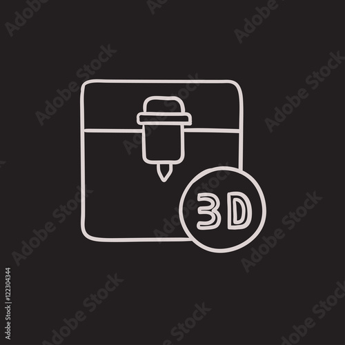 Tree D printing sketch icon.