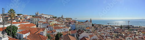 Lisbon, Portugal. Viewpoint from "Mirodouro da Graça" a splendid terrace offering a spectacular panoramic view of the castle and central Lisbon. 