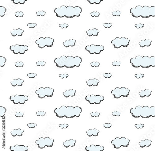 cloud hand drawn cute pastel seamless pattern vector