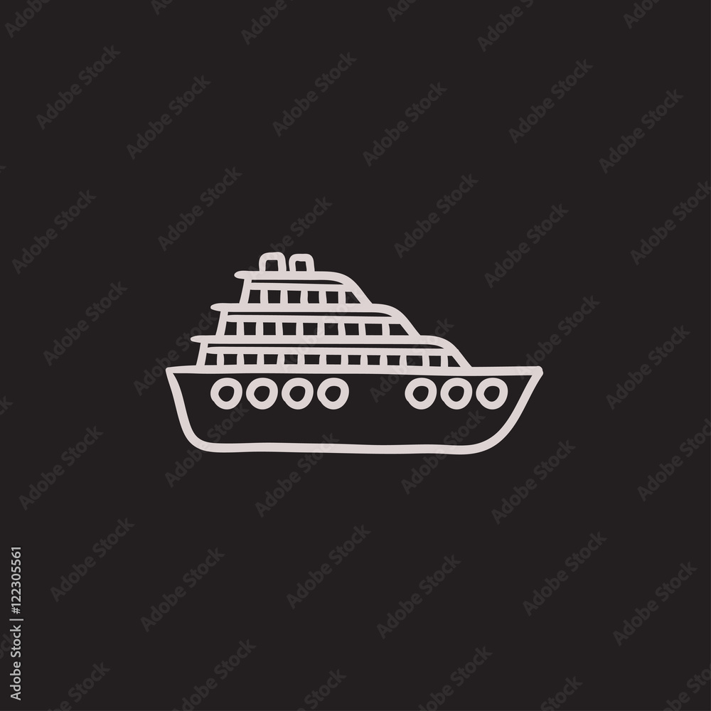 Cruise ship sketch icon.