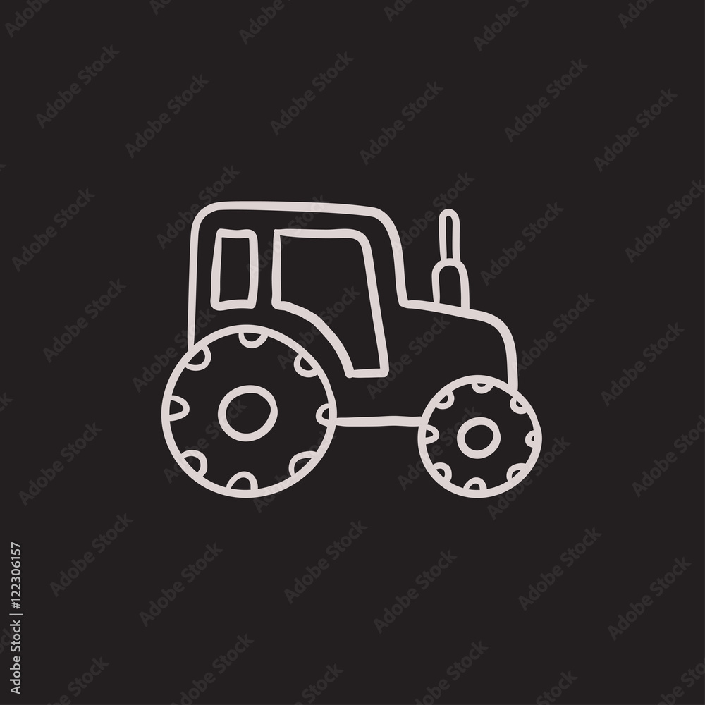 Tractor sketch icon. Tractor sketch icon.