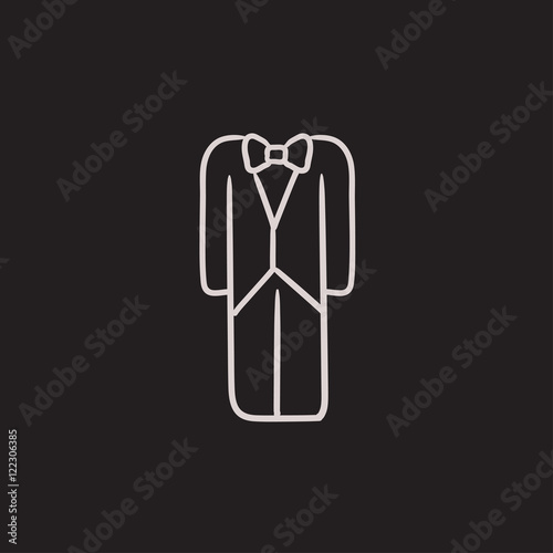 Wedding tuxedo sketch icon.
