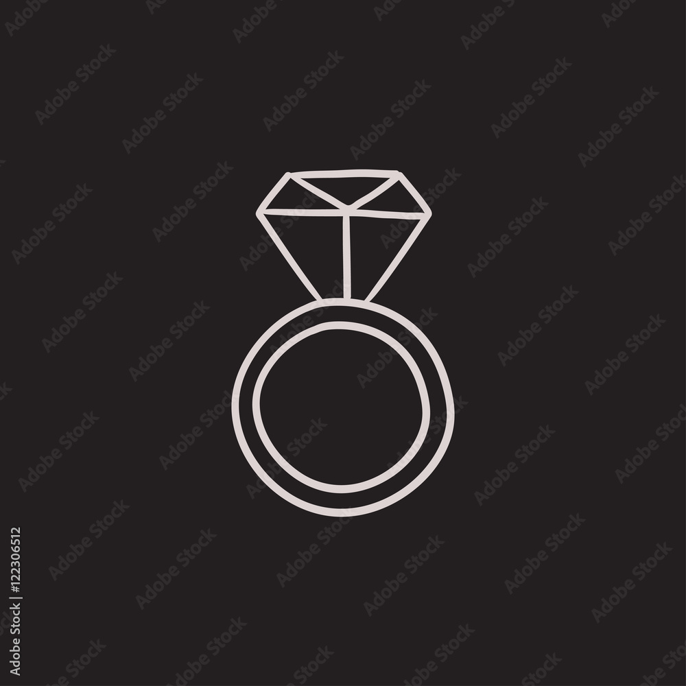 Engagement ring with diamond sketch icon. Engagement ring with diamond sketch icon.