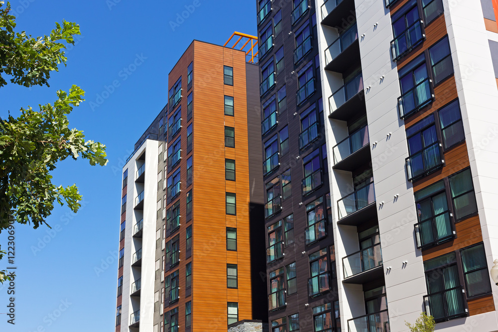Fototapeta premium Luxury residential apartments in US capital. Modern urban architecture of Washington DC, USA.