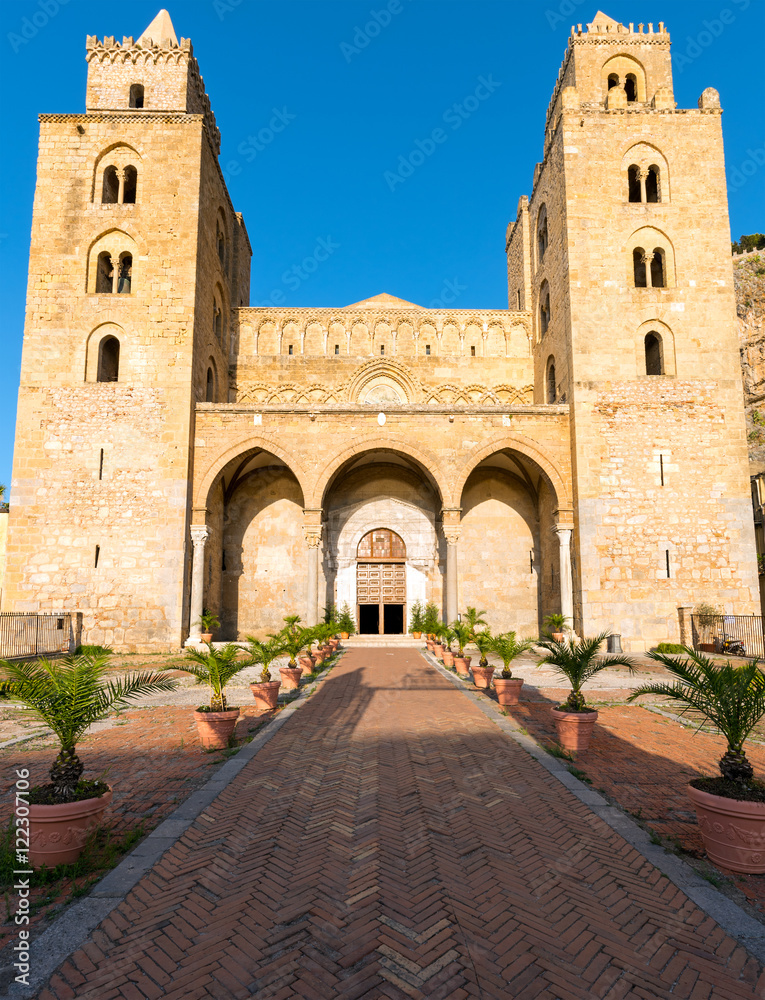 The imposing norman cathedral of Cefalu in Sicily