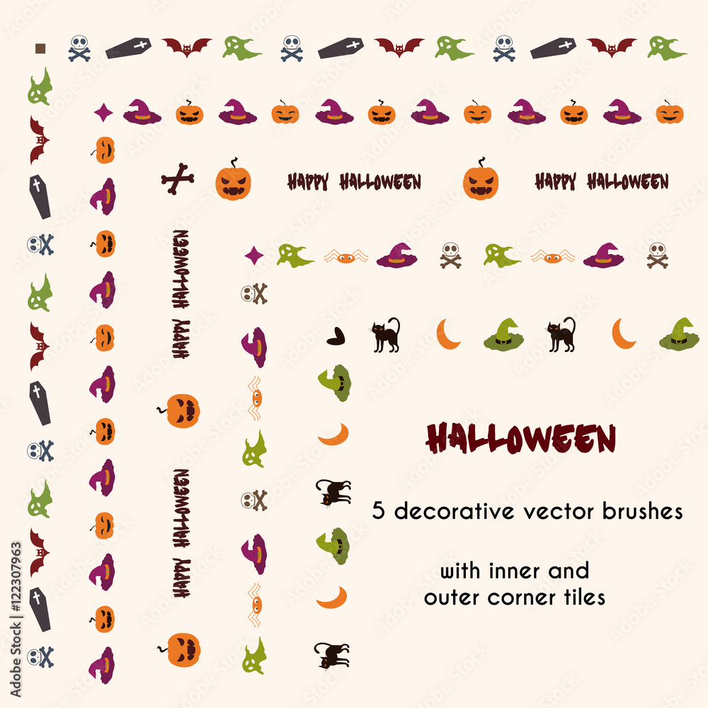 Halloween vector brushes with inner and outer corner tiles