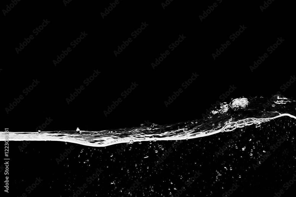 Waves splash of water movement in the dark.