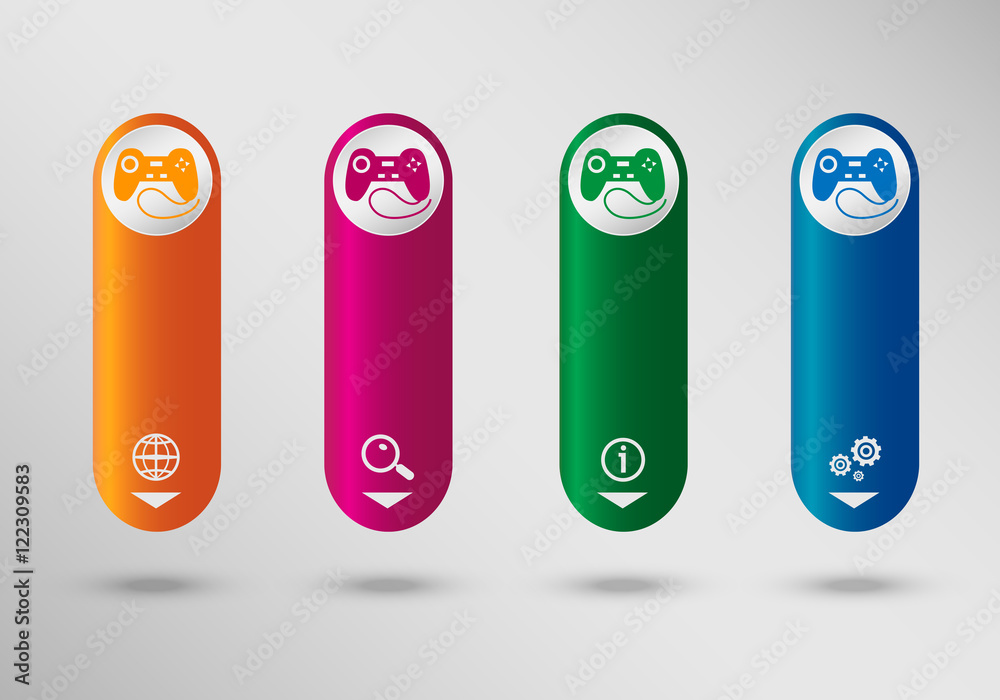 Joystick icon on vertical infographic design template, can be u Joystick icon on vertical infographic design template, can be u