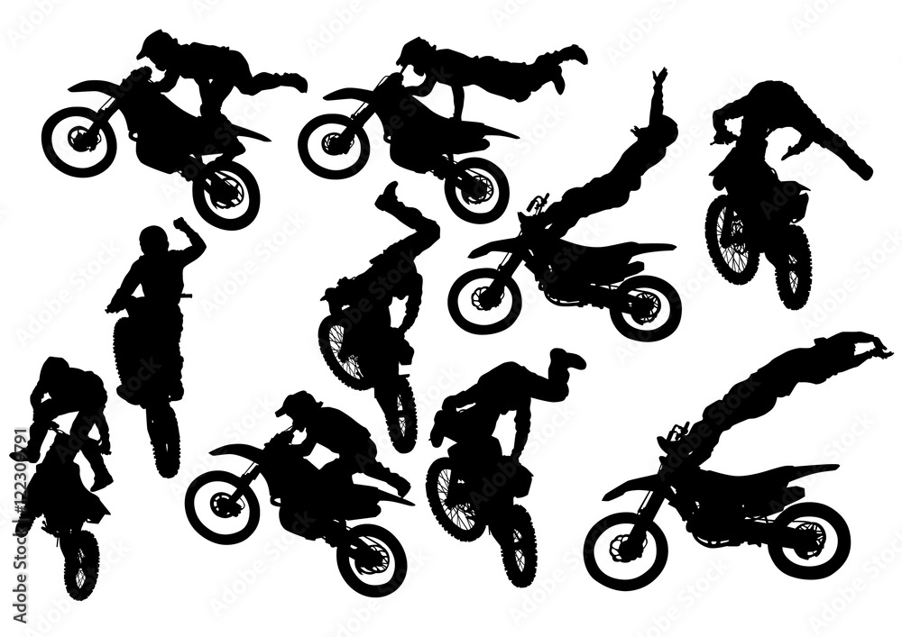 Naklejka premium Man on flying bike on white background