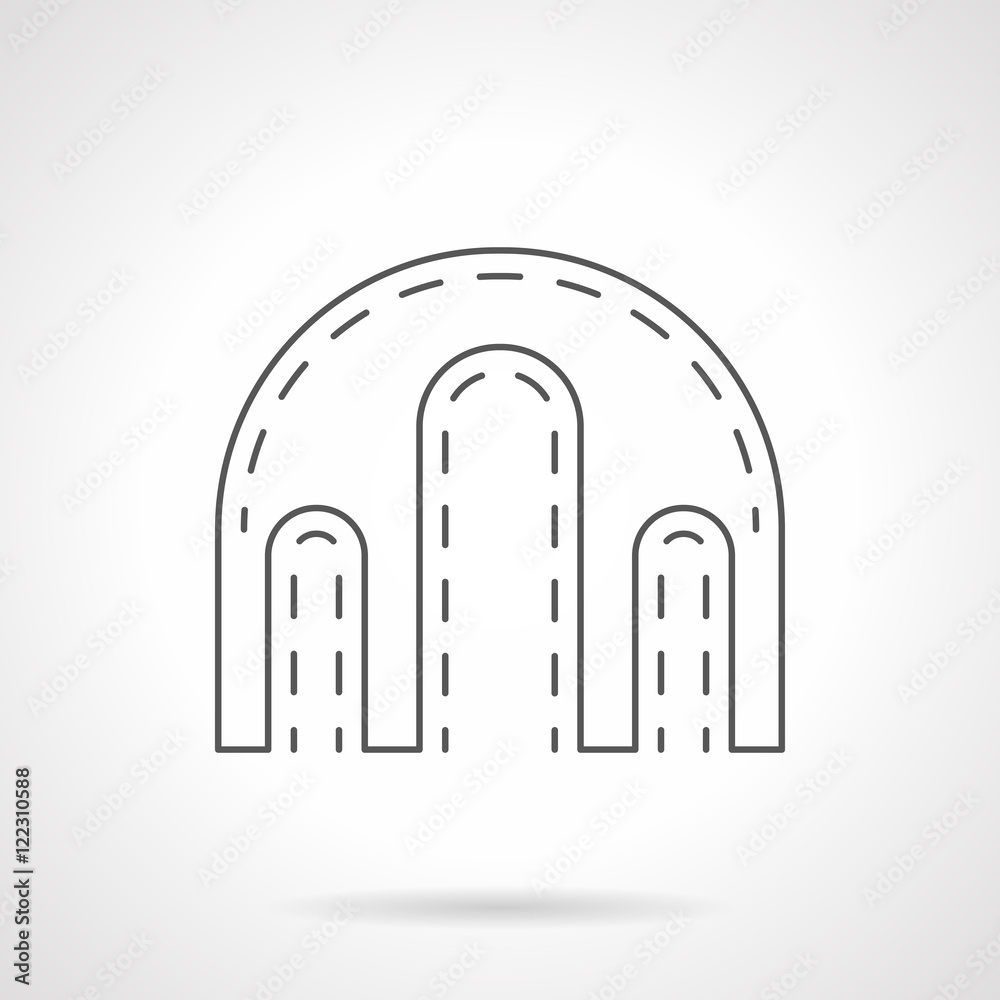 Triple arch flat line vector icon