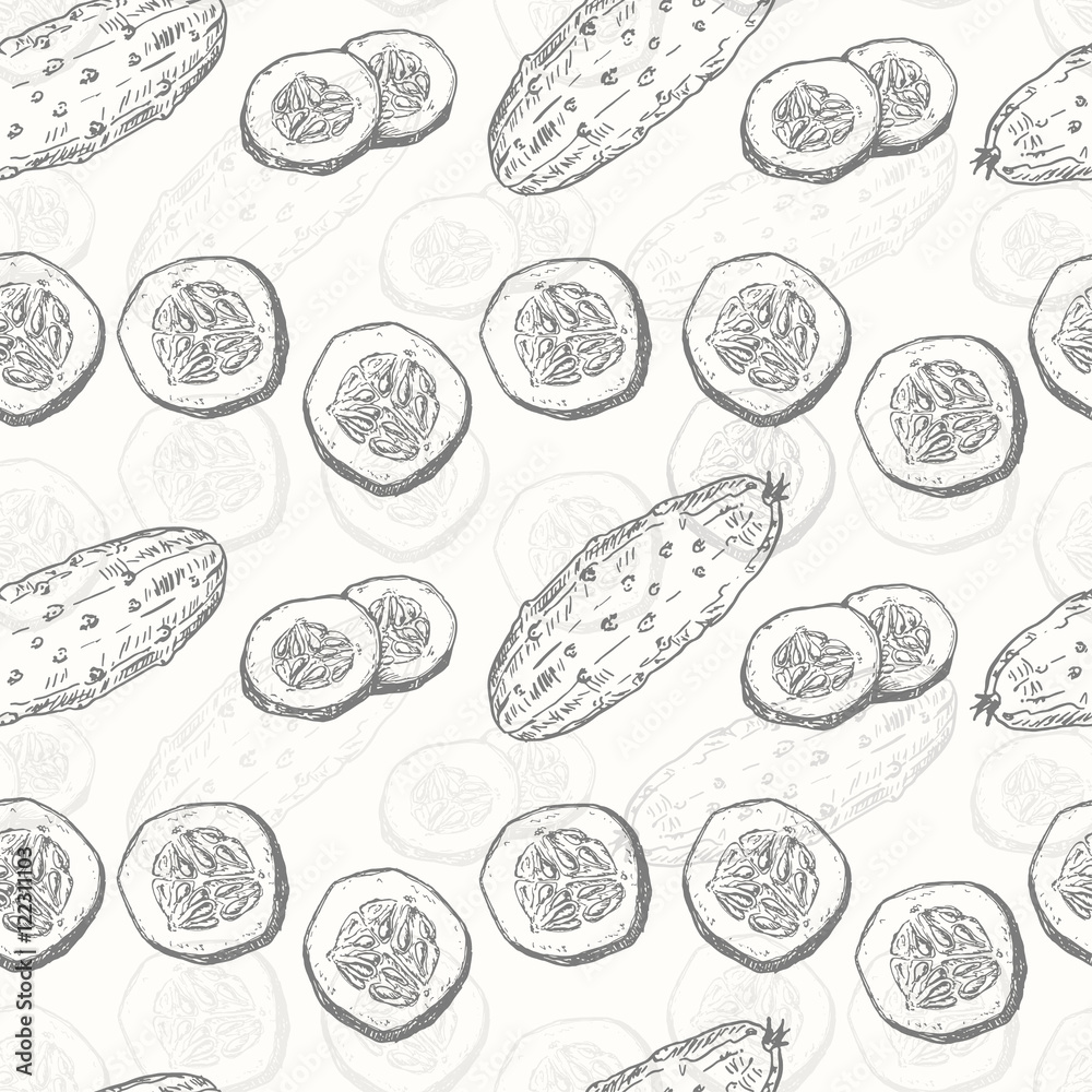 Seamless pattern with cucumber Seamless pattern with cucumber