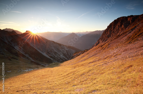 autunm sunrise over mountains in Alps