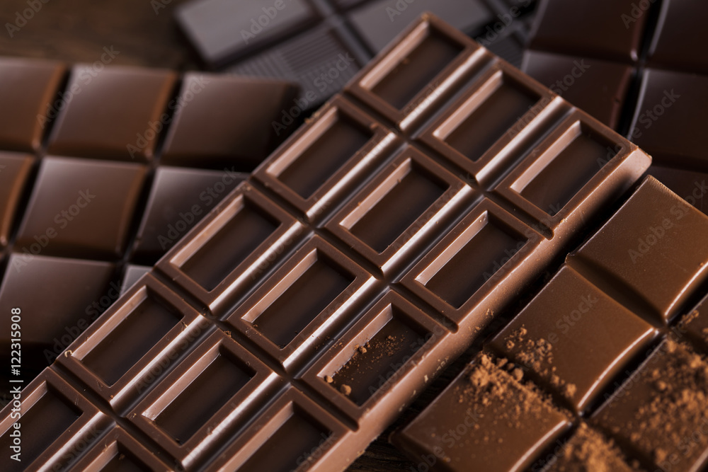 Bars Chocolate , candy sweet, dessert food on wooden background Bars Chocolate , candy sweet, dessert food on wooden background