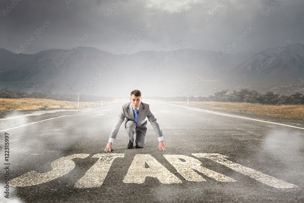He is determined to start now . Mixed media He is determined to start now . Mixed media