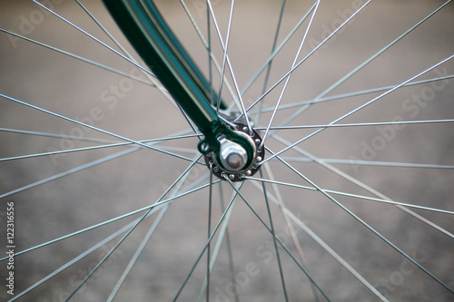 Close up of fixie bicycle wheel
