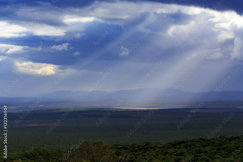 Sun rays through clouds - Addo Landscape