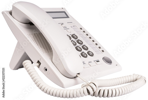 White IP telephone isolated