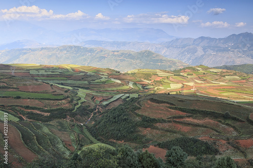 DongChuan red land panorama  one of the landmarks in Yunnan Province  China