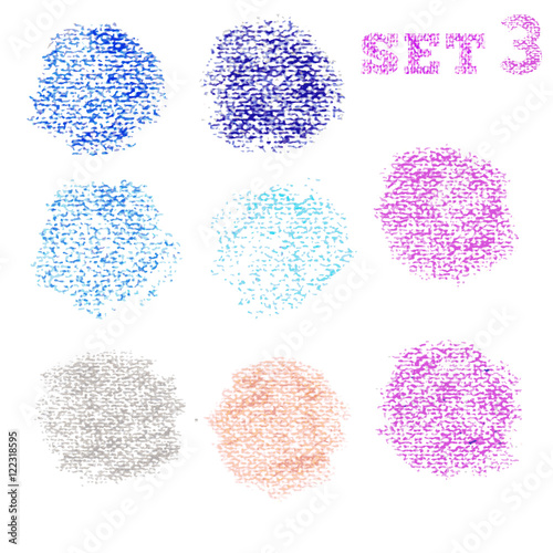 Set 3 of dry pastel dot circles pattern