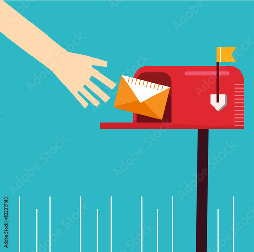 cute red mailbox hand recieve send letter