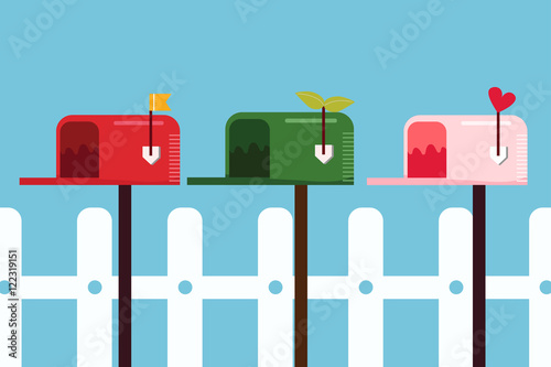 red green pink mailbox world love open letter