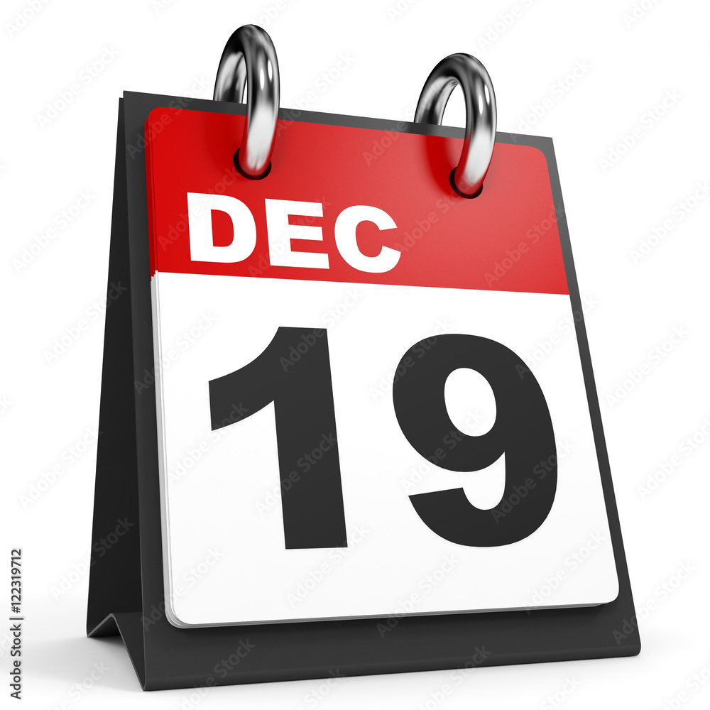 December 19. Calendar on white background. December 19. Calendar on white background.