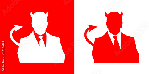 Icono plano demonio con traje rojo