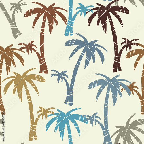 Vintage seamless pattern with palm trees