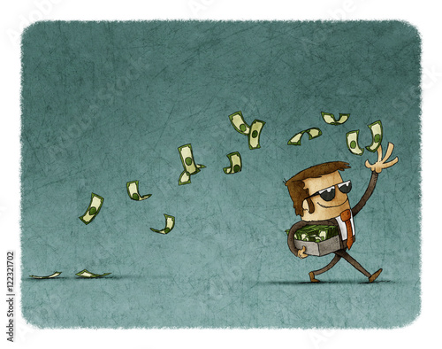 businessman throwing money