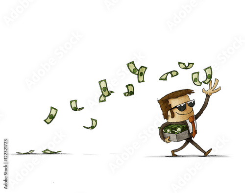 businessman throwing money