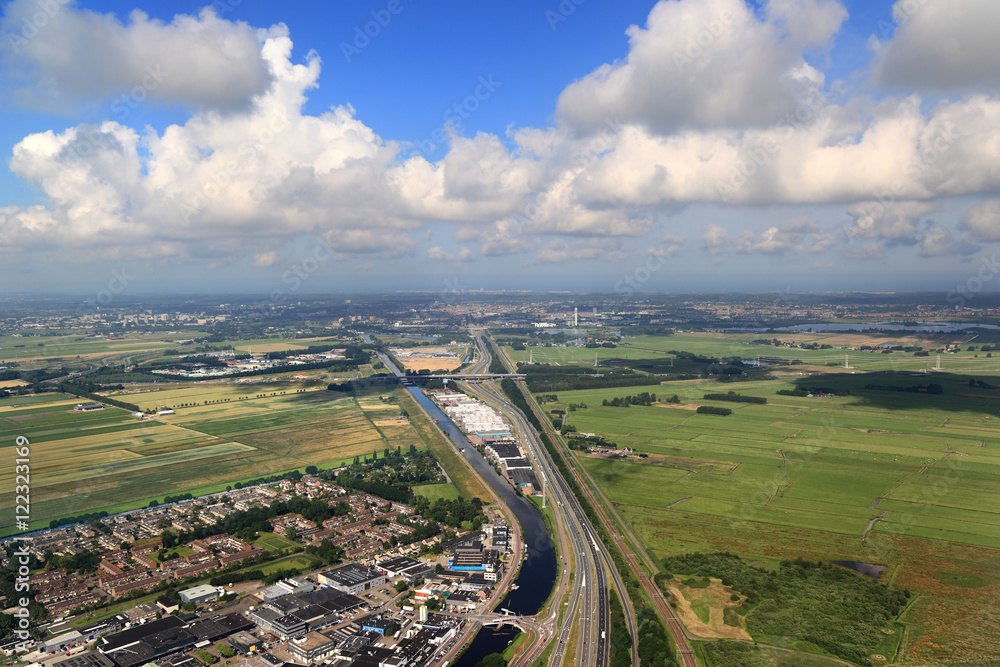 Dutch countryside aerial view
