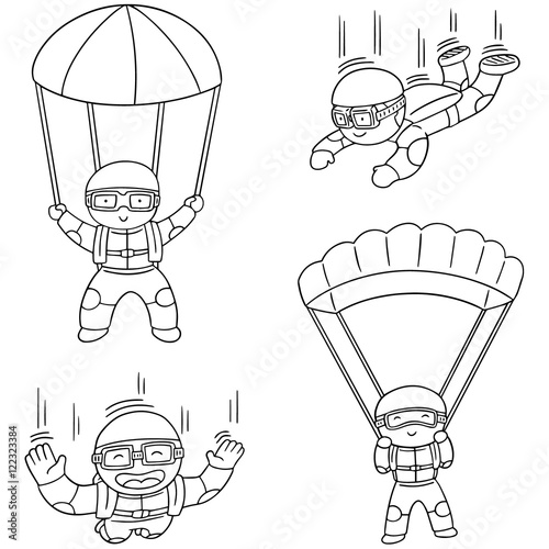 vector set of parachuter