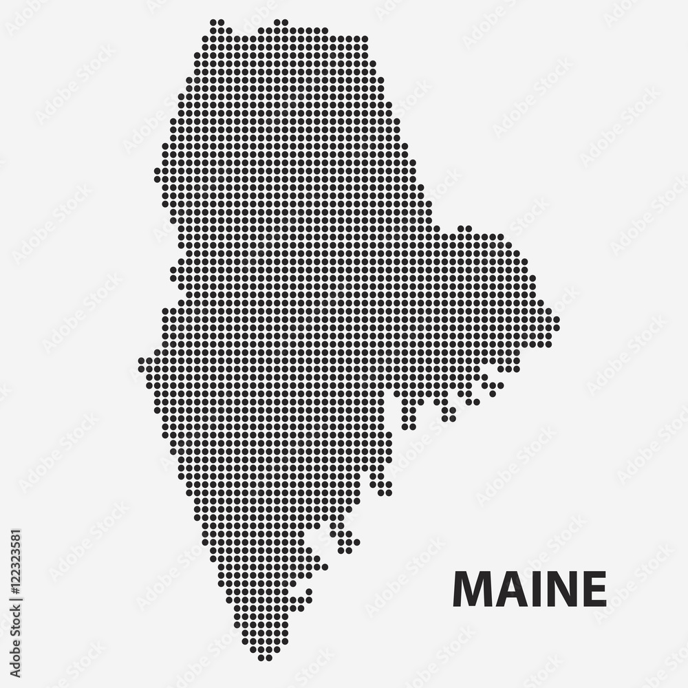 Dotted map of the State Maine. Vector illustration.