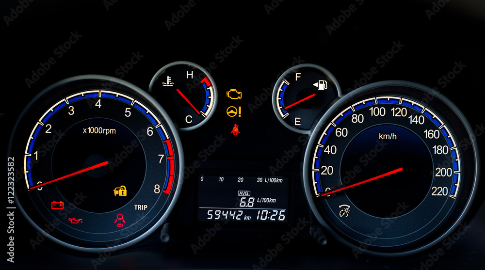 Fototapeta premium Illuminated car dashboard