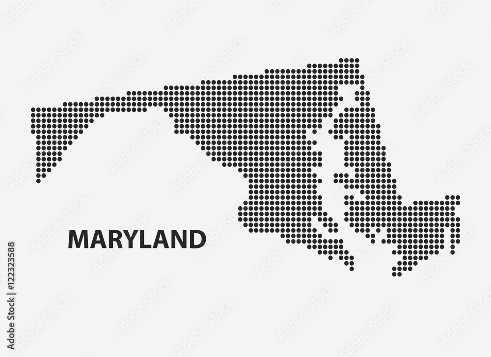 Dotted map of the State Maryland. Vector illustration.
