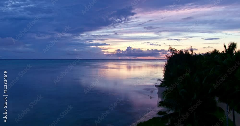 Aerial view of sunset storm clouds in South Pacific Aerial view of sunset storm clouds in South Pacific