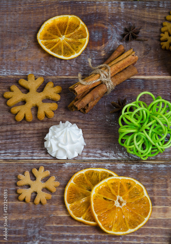 Fototapeta Naklejka Na Ścianę i Meble -  Christmas gingerbread cookies with different decoration