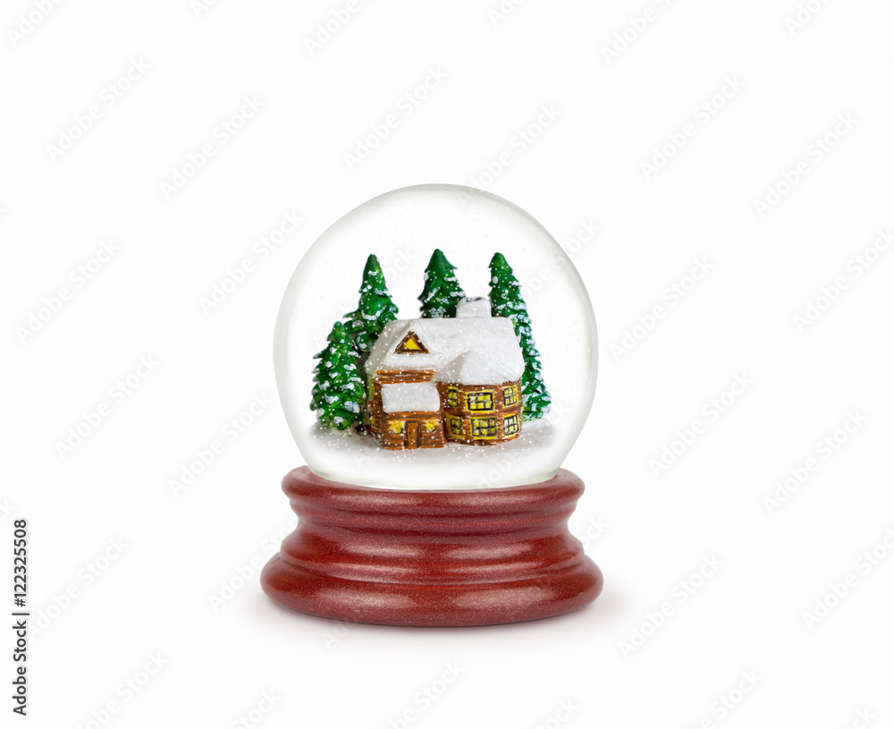 Christmas snow globe on white background. Can be used as a Christmas or a New Year gift or symbol