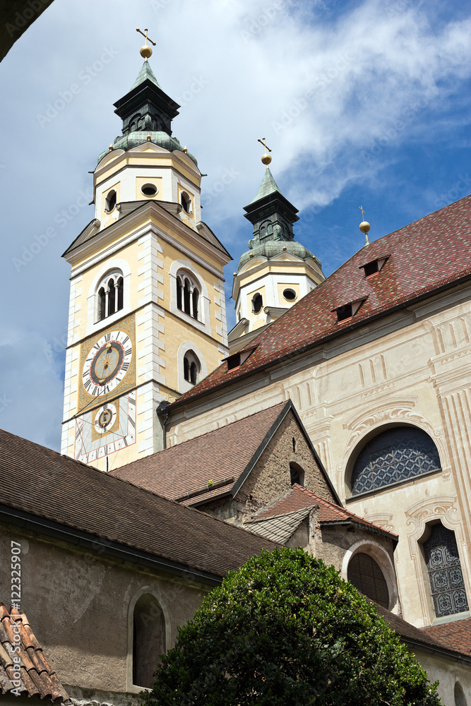 Brixen, Bressanone - The  baroque Cathedral, South Tyrol.  - View from the  cloister
