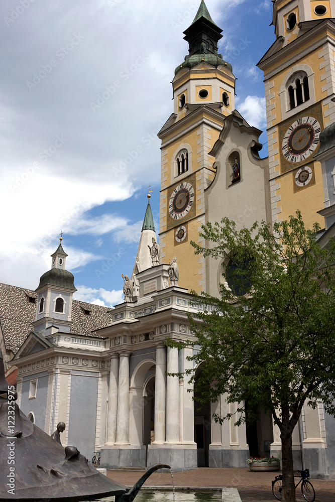 The facade Cathedral of Brixen, Bressanone, Duomo square - South Tyrol
