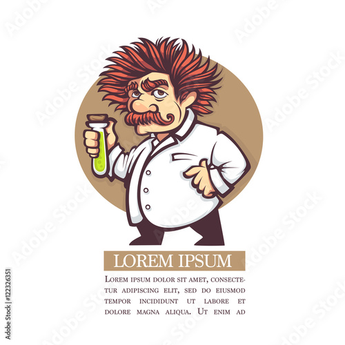 vector image of cartoon scientist character